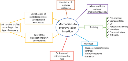 Figure 5. Mental map on the mechanisms to improve labor insertion.