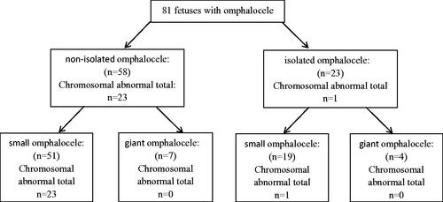 Figure 1. Prenatal diagnosis for isolated and non-isolated omphalocele.