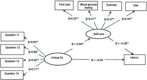 Figure 4 Standardized parameter estimates of the ﬁnal structural model 4. *P<0.05 **P<0.01.