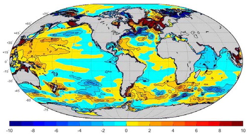 Fig. 16. 1000uG3. Western tropical Pacific and high North Atlantic structures are notable.