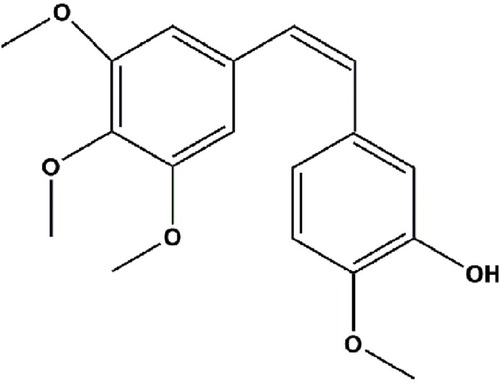 Figure 1 Molecular structure of CA4.Abbreviation: CA4, combretastatin A4.