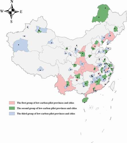 Figure 1. Distribution of three batches of low-carbon pilots in China