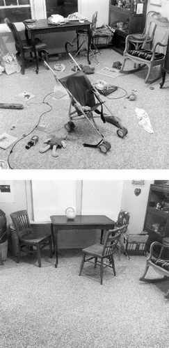 FIGURE 3. Joanne Leonard, Living Room|Dining Room|Bedroom, Messy View and Tidy View, 1976, silver prints.