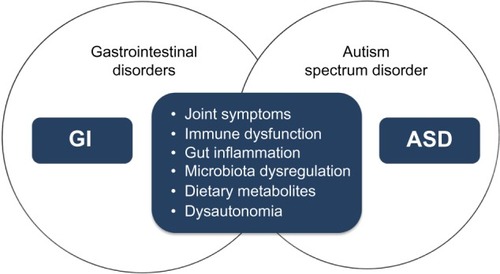 Figure 4 The concept of the overlap syndrome of GI disorders and ASD.
