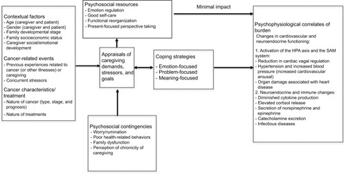 Figure 1 A proposed model of the impact of coping strategies of cancer caregivers on psychophysiological indicators of burden.