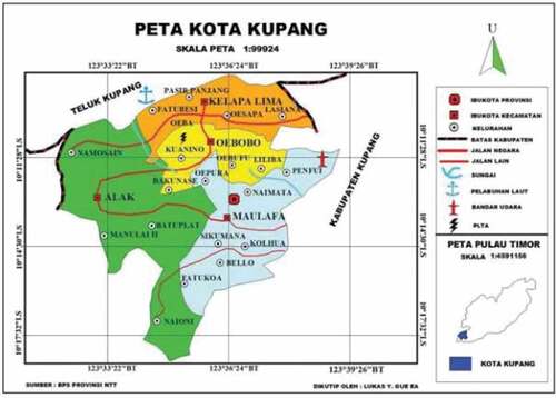 Figure 1. Map of Kupang city.