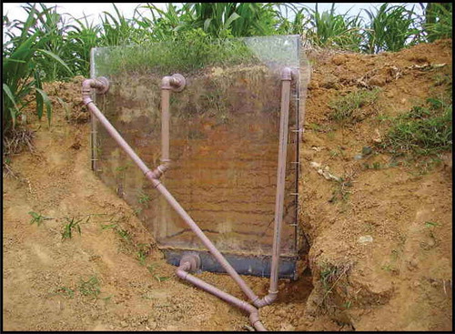 Fig. 1 Photograph of the drainage lysimeter in the Concórdia River basin (SC).