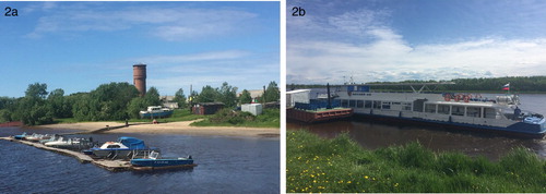 Figure 2. Private boats (2a) and a passenger vessel (2b). Both photos are taken near the village of Voznesenie. Photographer: Julia Olsen.
