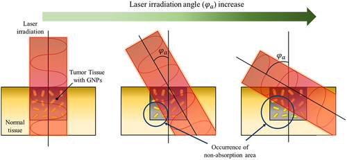 Figure 5. Change in the propagation path of the laser in the medium as the φa changes.