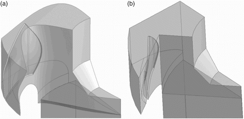 Figure 12. Perspective view of Case 4 for solution with: (a) flexible periodic boundaries and (b) rigid periodic boundaries.