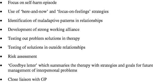 Figure 2. Key aspects of psychodynamic interpersonal therapy for NSSI.