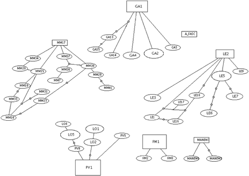 Figure 3 Parsimony network constructed using the TCS program(Clement et al. Citation2000).