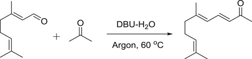 Scheme 89. Synthesis of (3E,5E)-6,10-dimethylundeca-3,5,9-trien-2-one.