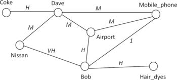 FIGURE 6 A link network with fuzzy linguistic weights.