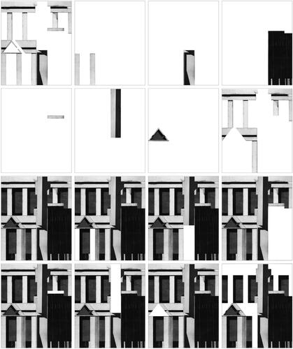 Figure 2 Cameron McEwan, Disarticulation of typological elements No. 2, 2019. Montage. Base drawing: Aldo Rossi, Composition No. 3, 1968. Reproduced from: Aldo Rossi, Aldo Rossi, Projects and Drawings, 1962–1979 (Florence; New York: Rizzoli, 1979).