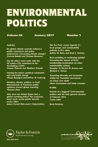 Cover image for Environmental Politics, Volume 26, Issue 1, 2017