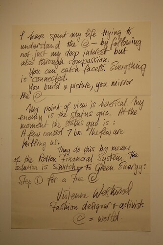 Figure 8. Vivienne Westwood, Handwritten Message (2016), paper. Photo: courtesy of the K11 Shanghai.