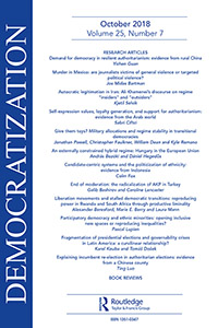 Cover image for Democratization, Volume 25, Issue 7, 2018