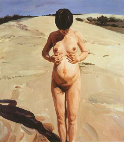FIGURE 3 Yu Hong, Twenty-eight Years Old, Being Pregnant (1994 Display full size28Display full size), 2001, acrylic on canvas, 100 × 100 cm.