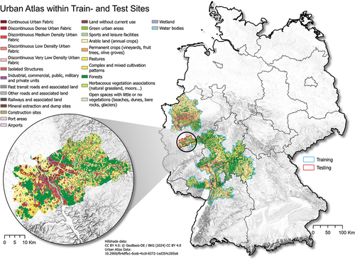 Figure 1. Map of training and testing sites in Germany.