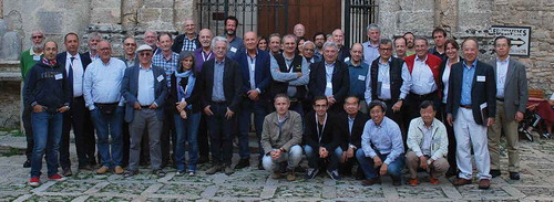 Figure 5. (Color Online) Group picture of the participants to the workshop held to celebrate Claudio’s 70th birthday, A Scientific Journey in the World of Liquid Crystals and Beyond, in front of San Domenico Monastery, now the Patrick M. S. Blackett Institute. Erice, Italy, 8 October 2018.