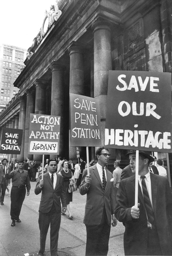 Figure 1. Action organized by Action Group for Better Architecture in New York to protest the demolition of the old Penn Station, August 2, 1962. Photograph: Eddie Hausner/The New York Times/Redux.