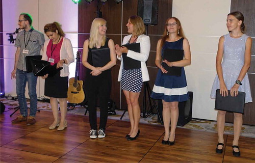 Photo 5. Group photo of all awarded persons. From left side: Sebastian Lalik, Zeinab Parsouzi, Rebecca Walker, Katarzyna Lekenta, Katarzyna Gaładyk, Anna Drzewicz.