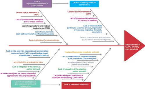 Figure 1 The four perceived key COPD quality problems and main root causes.