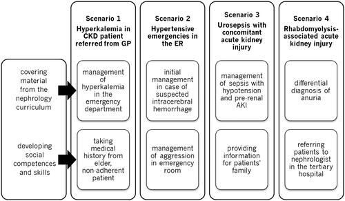 Figure 1. Medical simulation scenarios conducted as a part of undergraduate nephrology course by the Department of Nephrology, Hypertension and Kidney Transplantation of Medical University of Lodz.