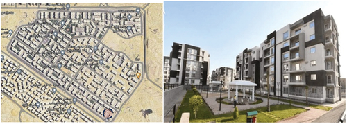 Figure 7. a) on the left: the location of Janna New Cairo Compound Campus, Cairo, Egypt [Citation41], b) on the right: view of case study building, author.