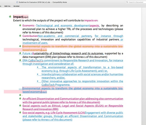 Figure 1. Treating responsible research and innovation as research opened-up conversations about established administrative processes. The image indicates the kind of amendments made to grant review guidelines to translate the ideas behind RRI into the practice of science administration.
