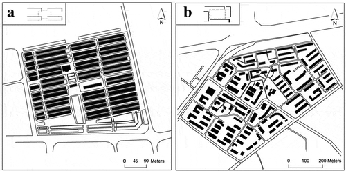 Figure 1. Community A of determinant layout and community B of enclosed layout