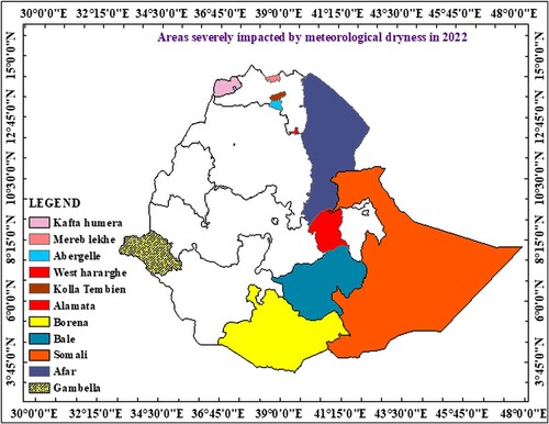 Figure 3. Geographical location of Ethiopia which are highly affected by drought force