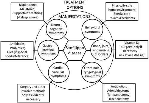 Figure 2 Possibilities of symptomatic treatments of patients suffering from Sanfilippo disease.