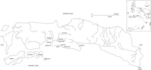 Figure 1 Map of Seram and Adjacent Islands Showing Main Places Mentioned in the Text.