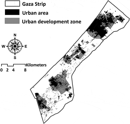 Figure 14. Urban development zone (2020) for the Gaza Strip.