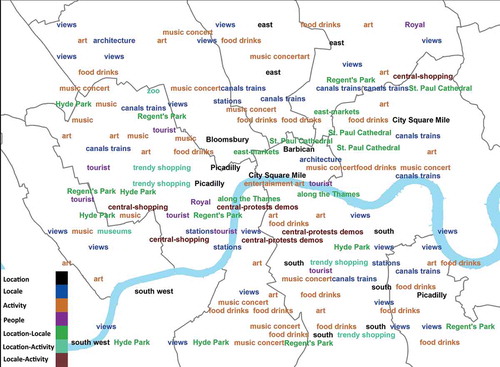 Figure 9. Map of London describing users’ perception of the space as places.