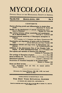 Cover image for Mycologia, Volume 48, Issue 2, 1956