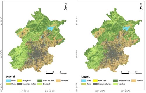 Figure 4. Wetland classification results (a), classification results based on SDGSAT-1 (b), classification results based on Sentinel-2.