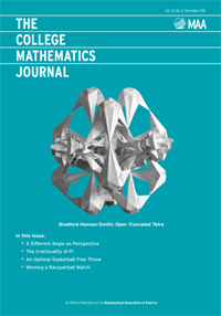 Cover image for The College Mathematics Journal, Volume 43, Issue 5, 2012