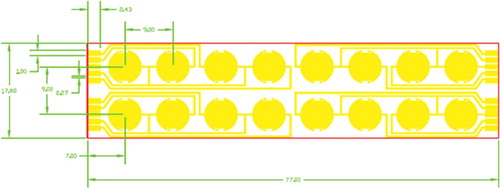 Figure 2. The design drawing of lithographic microelectrode chip.