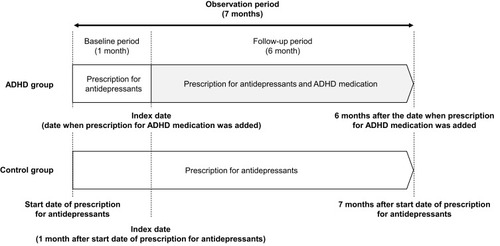 Figure 1 Study diagram including definition of the evaluation period and index date in each group.