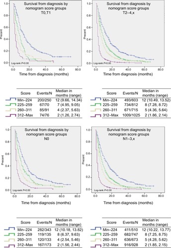 Figure 6 Risk group stratification within TN stage with similar OS.Abbreviations: TN, tumor node; OS, overall survival.