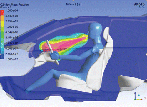 Figure 11. Simulation of in-vehicle breath distribution.