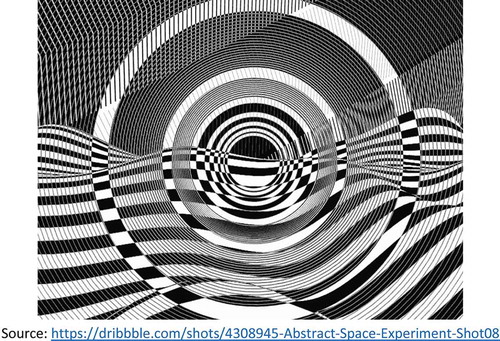 Figure 6. Abstract experience of space inspired by Op art (Illustrated by Dağhan Kirişçi).Footnote4
