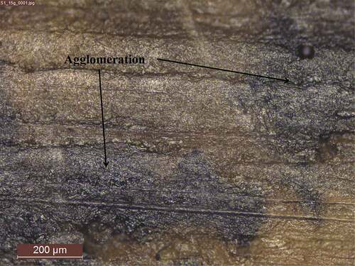 Figure 1. Agglomeration of rubber crumb in composite.