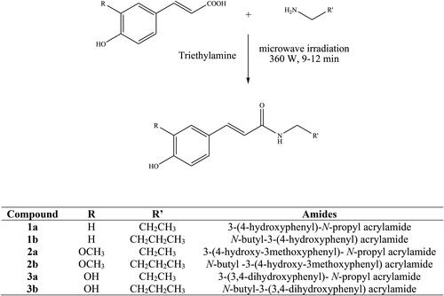 Scheme 1. Synthesis of phenolic amides from isolated hydroxycinnamic acids.