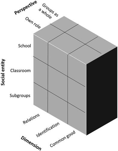 Figure 1. Dimensions, social entities and perspectives of social cohesion in schools