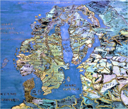 Fig. 3. The European north, extracted from the mural map of Europa, ca. 110 × 100 cm (Photo: Arvo A. Peltonen, 24 January 2013) (Courtesy of the Palazzo Farnese and I Musei della Provinzia di Viterbo)