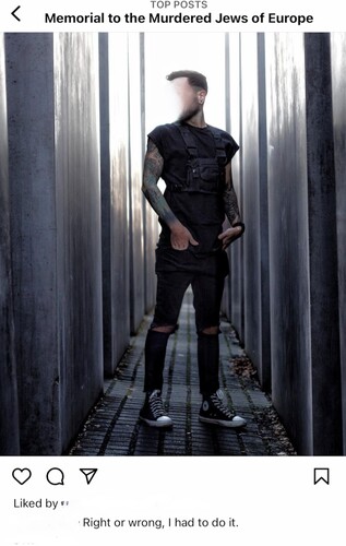 Figure 3. An (anonymised) Spanish man poses at the Berlin memorial site.